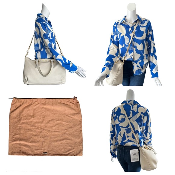 Miu Miu Pebbled Leather Crossbody Shoulder Hand Bag Satchel East West Off White - Picture 3 of 17